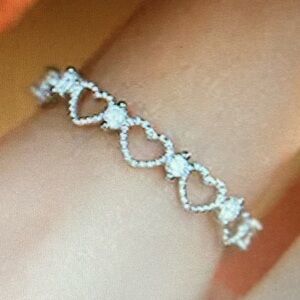 Antian Accessories™ 925 Sterling Silver Open Heart Ring – Adjustable Size 4 to 6